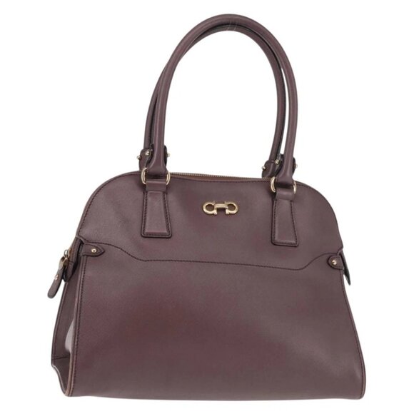 Salvatore Ferragamo Handbags - Salvatore Ferragamo Gancini Hand Bag Leather Purple Gold Auth 146846